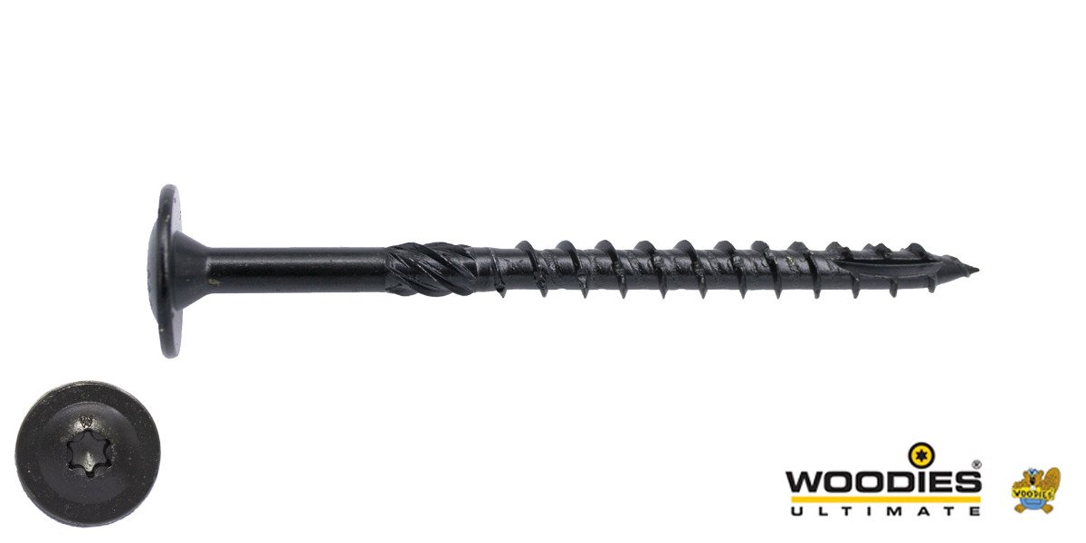 Alternatieve afbeelding voor Woodies Tellerkopf Holzbauschrauben Blackline Shield TORX-40 8x100/50mm Teilgewinde 50 Stück