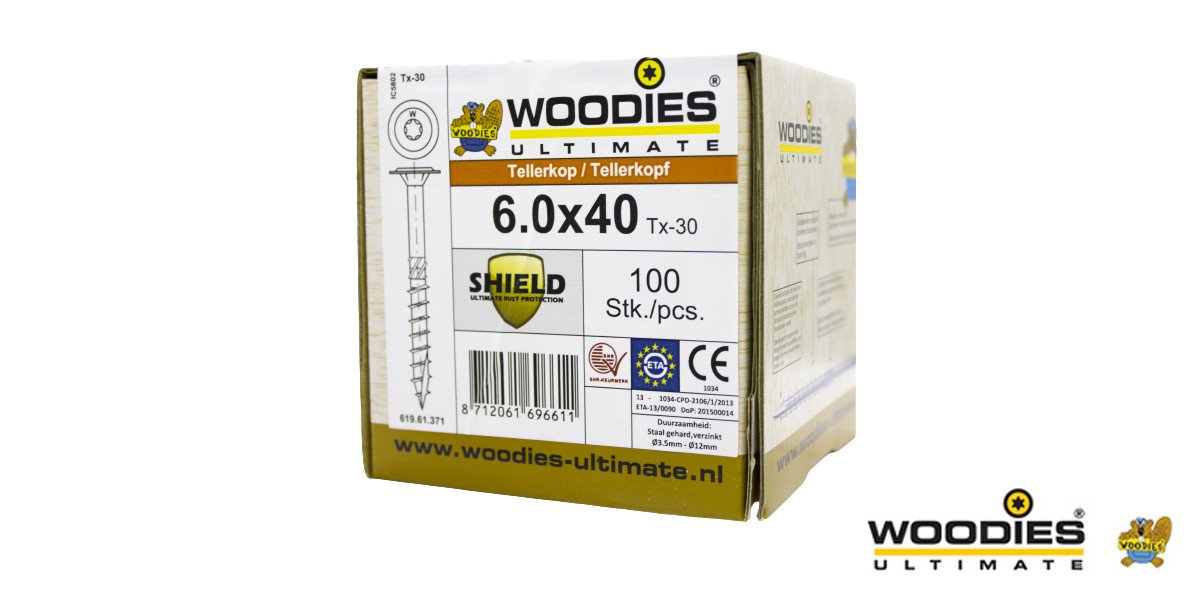 Alternatieve afbeelding voor Woodies Tellerkopf Holzbauschrauben Shield TORX-30 6x40mm 100 Stück