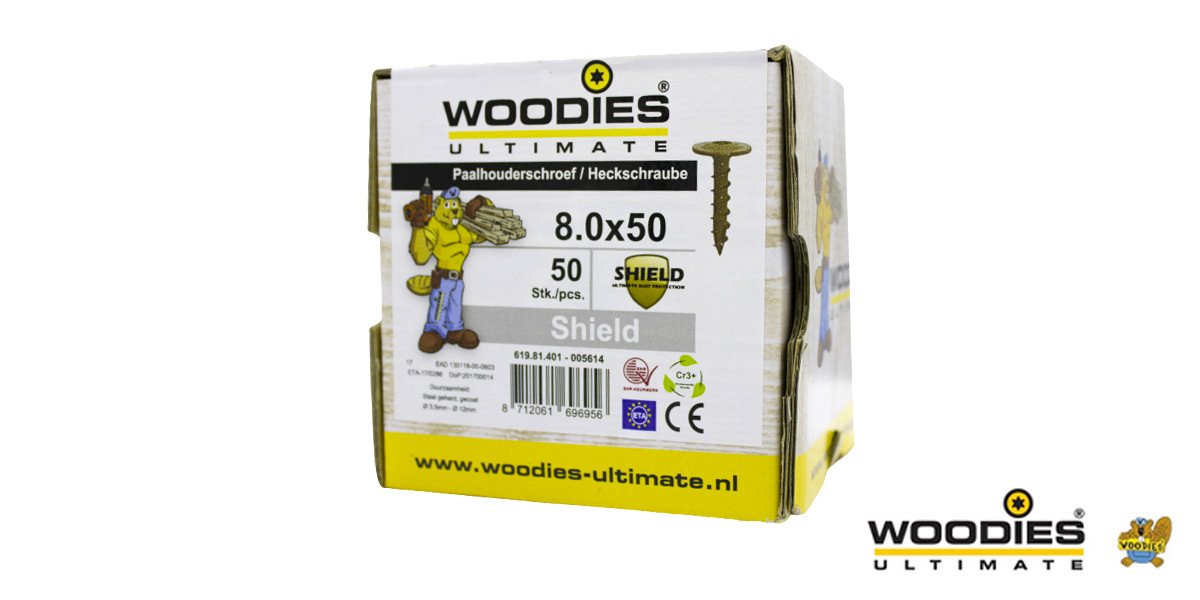 Alternatieve afbeelding voor Woodies Tellerkopf Holzbauschrauben Shield TORX-40 8x50mm 50 Stück