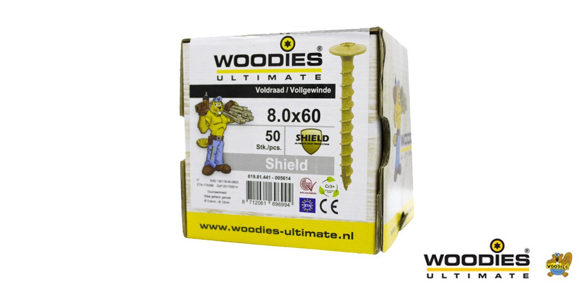 Alternatieve afbeelding voor Woodies Tellerkopf Holzbauschrauben Shield TORX-40 8x60mm 50 Stück