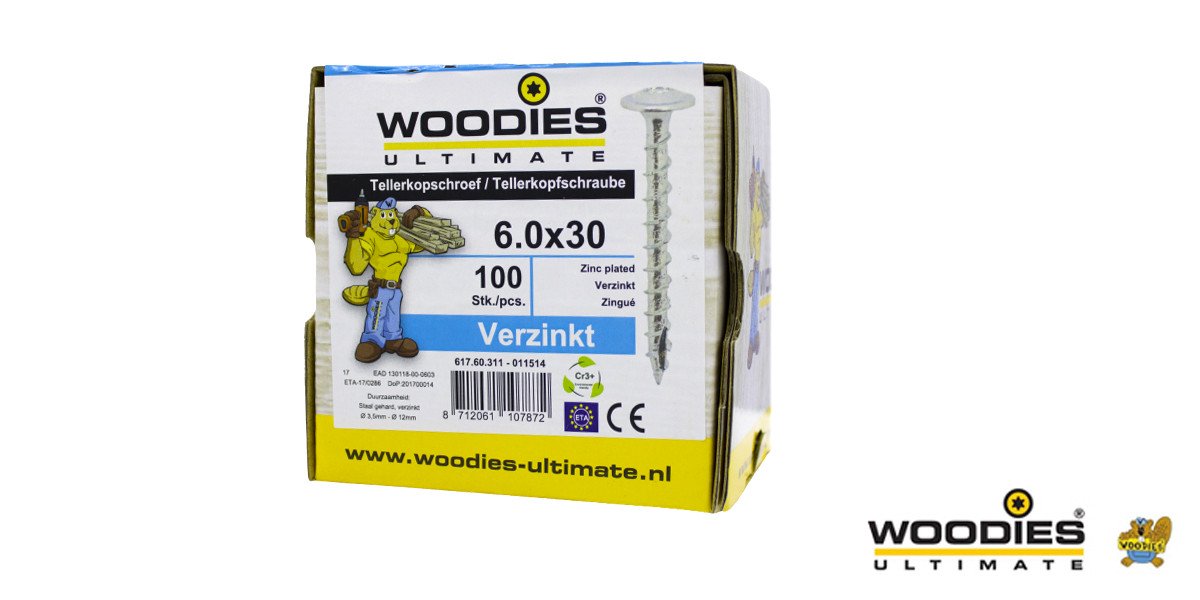 Alternatieve afbeelding voor Woodies Tellerkopf Holzbauschrauben TORX-30 verzinkt 6x30mm 100 Stück