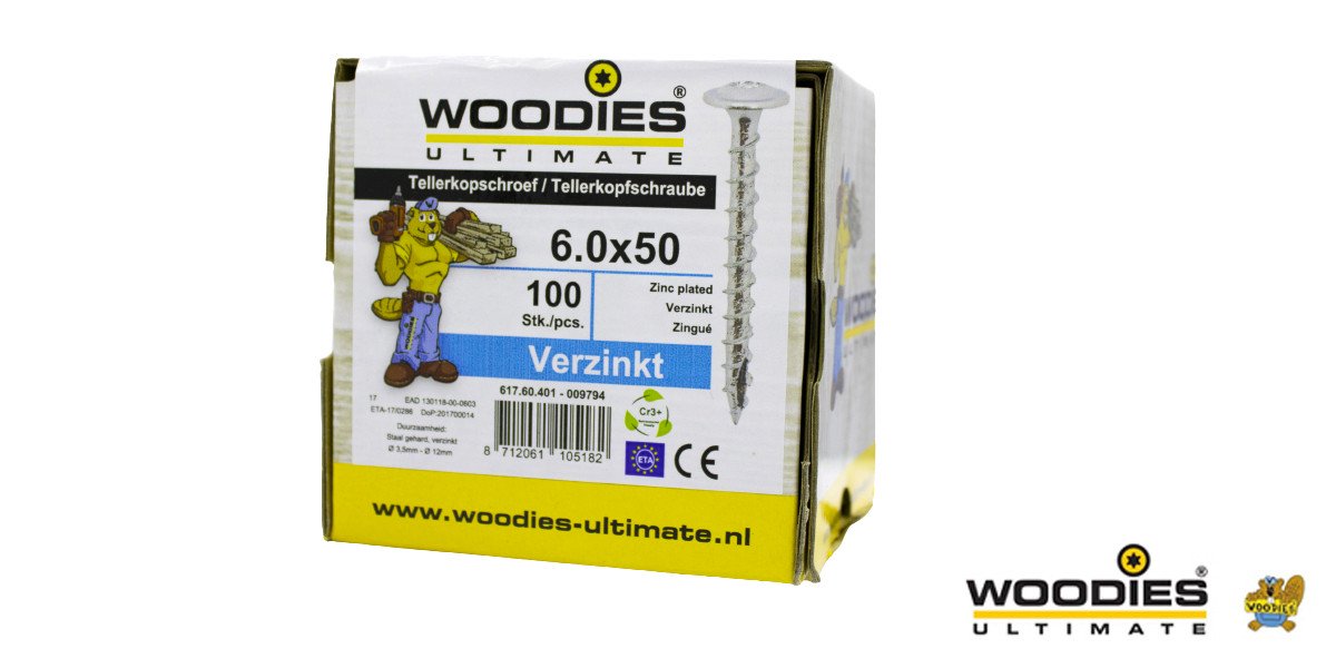 Alternatieve afbeelding voor Woodies Tellerkopf Holzbauschrauben TORX-30 verzinkt 6x50mm 100 Stück