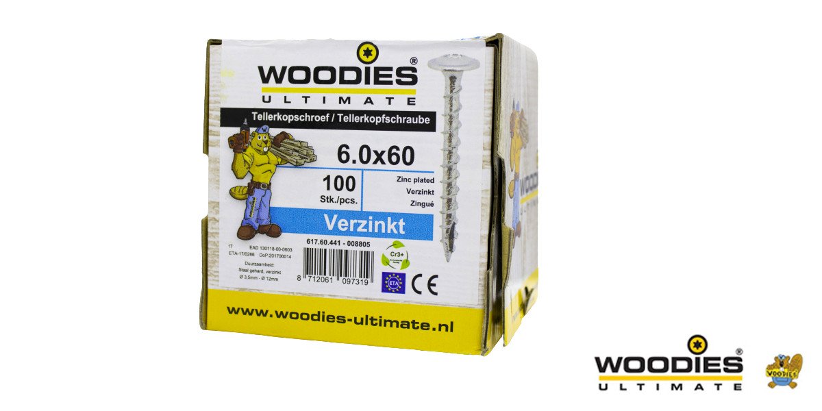 Alternatieve afbeelding voor Woodies Tellerkopf Holzbauschrauben TORX-30 verzinkt 6x60mm 100 Stück
