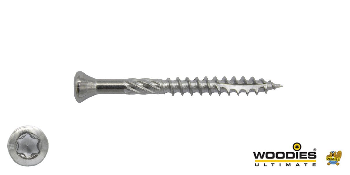 Alternatieve afbeelding voor Woodies Terrassenschrauben Edelstahl C1 / 410 TORX-25 5x50mm Fräskopf  200 Stück