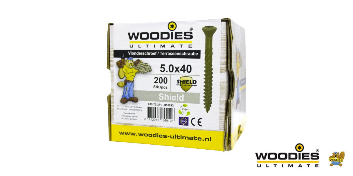 Alternatieve afbeelding voor Woodies Terrassenschrauben Shield TORX-25 5x40mm Fräskopf  200 Stück