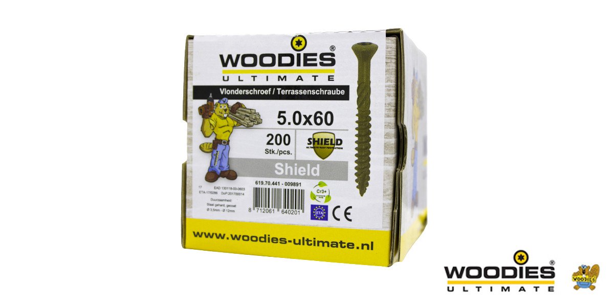 Alternatieve afbeelding voor Woodies Terrassenschrauben Shield TORX-25 5x60mm Fräskopf  200 Stück