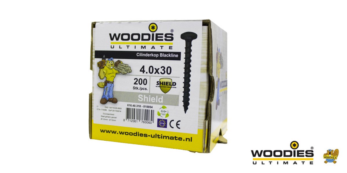 Alternatieve afbeelding voor Woodies Zylinderkopfschrauben Blackline TORX-20 4x30mm 200 Stück 