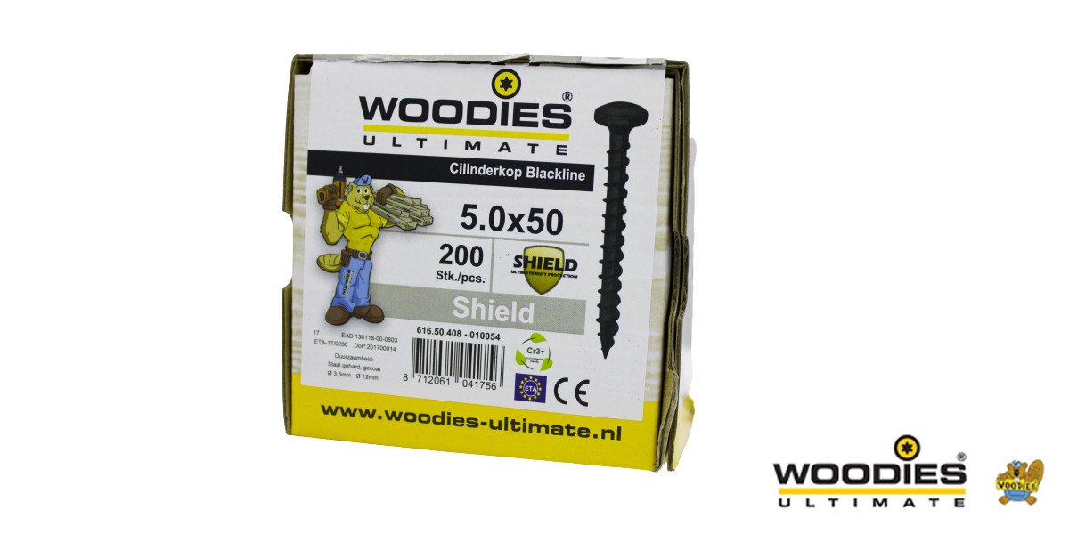 Alternatieve afbeelding voor Woodies Zylinderkopfschrauben Blackline TORX-25 5x50mm 200 Stück 