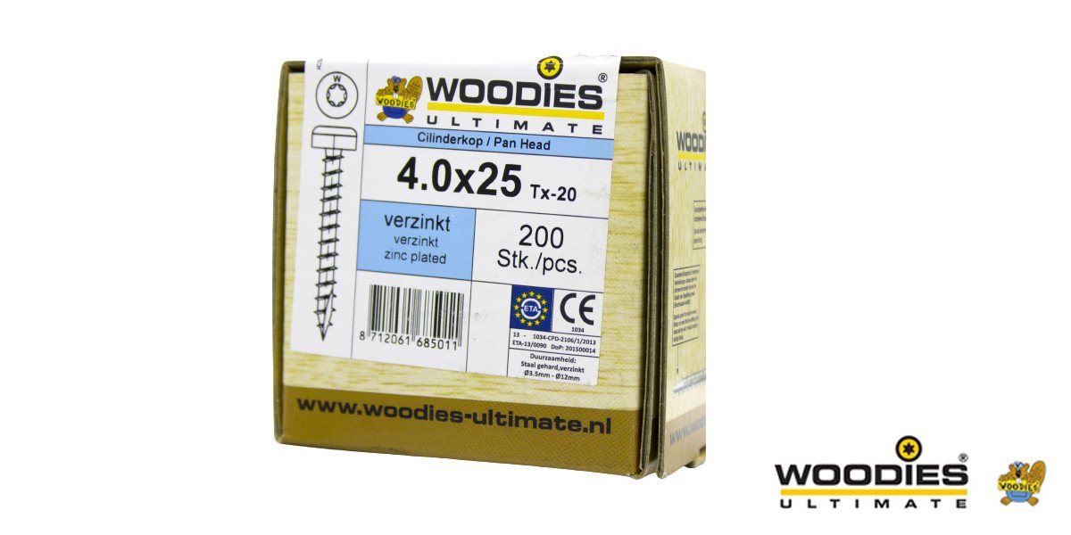 Alternatieve afbeelding voor Woodies Zylinderkopfschrauben verzinkt TORX-20 4x25mm 200 Stück 