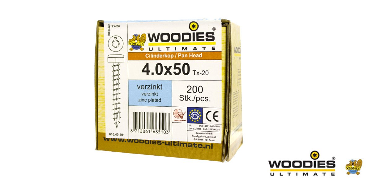 Alternatieve afbeelding voor Woodies Zylinderkopfschrauben verzinkt TORX-20 4x50mm 200 Stück 