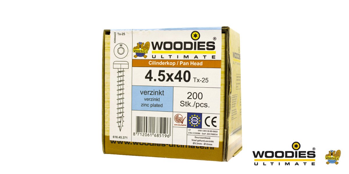 Alternatieve afbeelding voor Woodies Zylinderkopfschrauben verzinkt TORX-25 4,5x40mm 200 Stück 