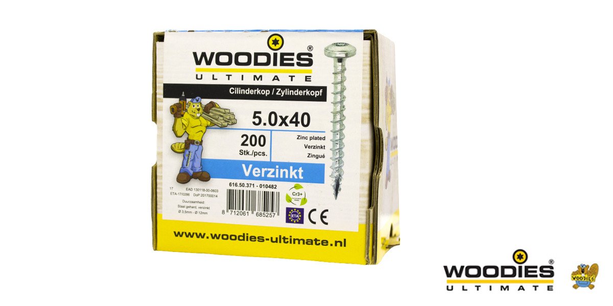 Alternatieve afbeelding voor Woodies Zylinderkopfschrauben verzinkt TORX-25 5x40mm 200 Stück 