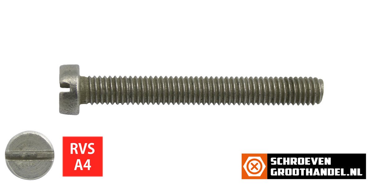 Alternatieve afbeelding voor Zylinderschrauben mit Schlitz M10 x 80mm DIN84 Edelstahl A4  50 Stück