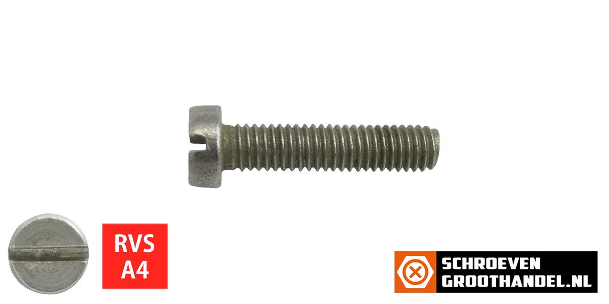 Alternatieve afbeelding voor Zylinderschrauben mit Schlitz M4 x 20mm DIN84 Edelstahl A4  200 Stück