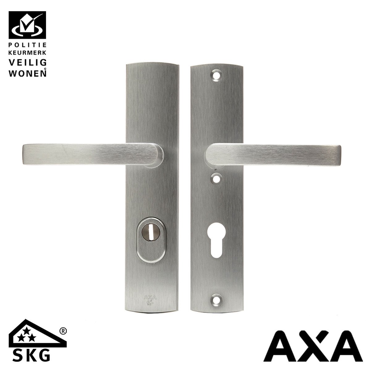 AXA Sicherheits Türbeschlag curve plus kruk-kruk pc72 geschliffen Alu SKG***