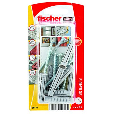 fischer Dübel SX 8x40 S mit Schrauben 5x55mm 10 Stück