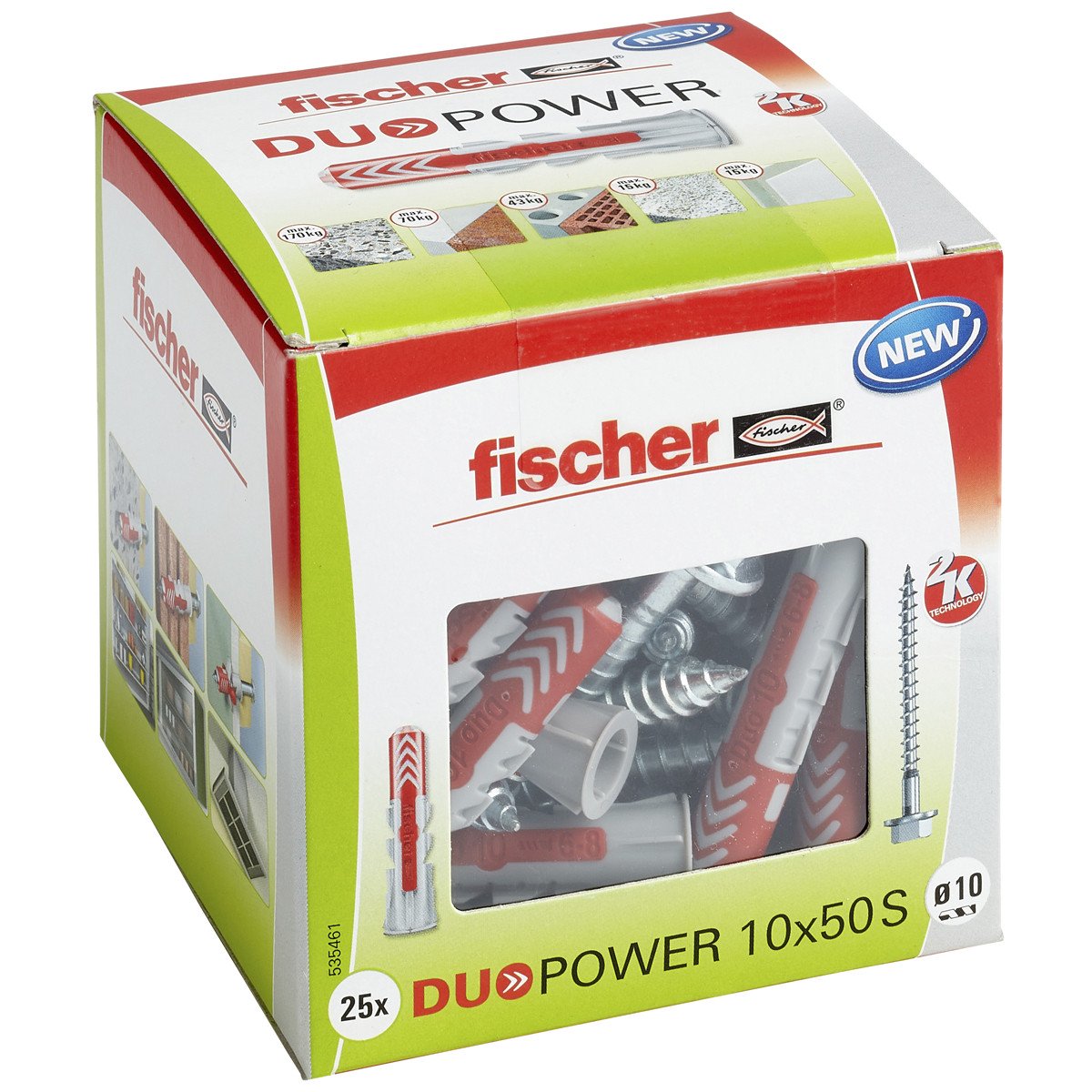 fischer Duopower Dübel 10x50 S mit Schlüsselschrauben 25 Stück