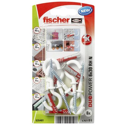 fischer Duopower Dübel 6x30 RH N mit nylon Rundhaken 6 Stück