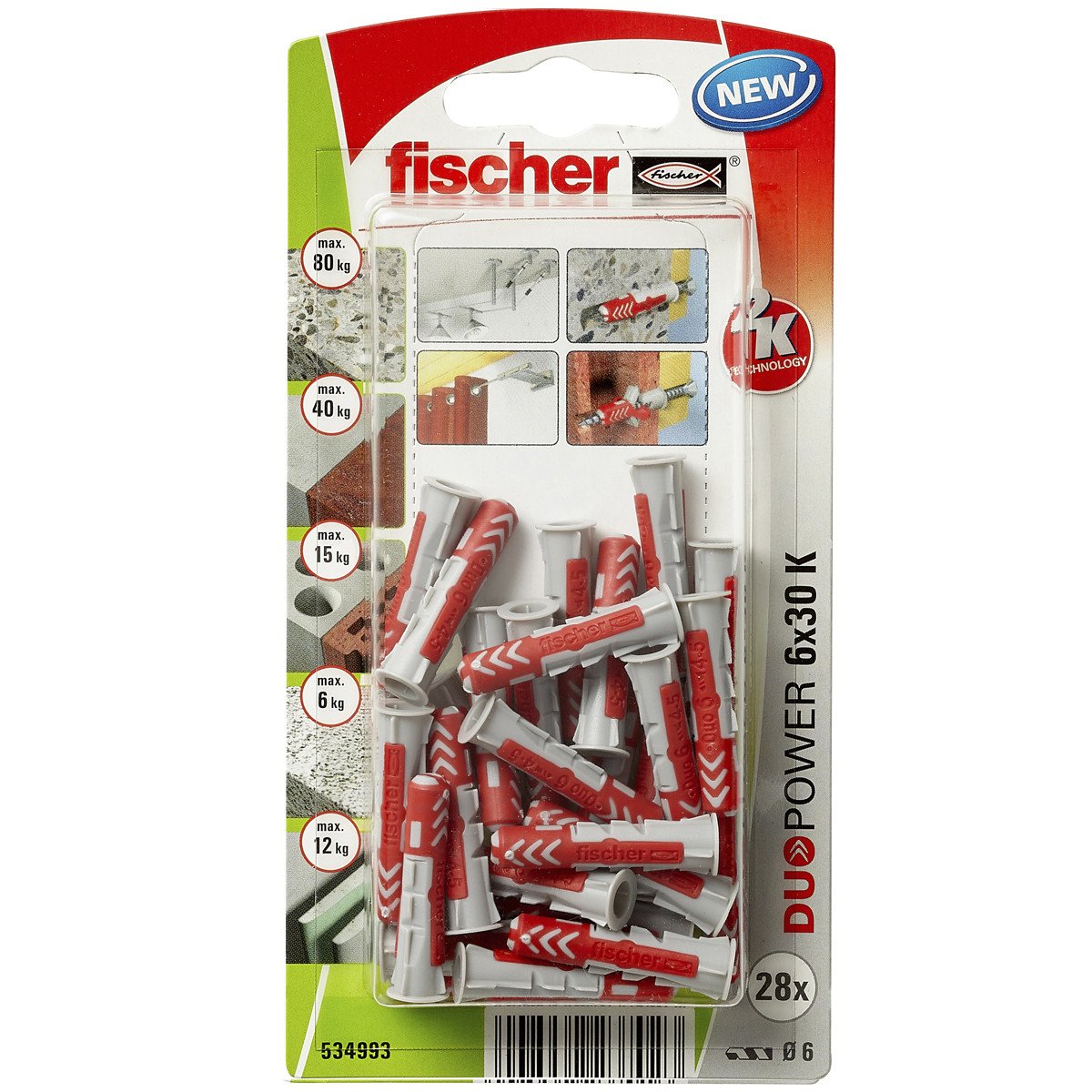 fischer Duopower Dübel 6x30mm 28 Stück