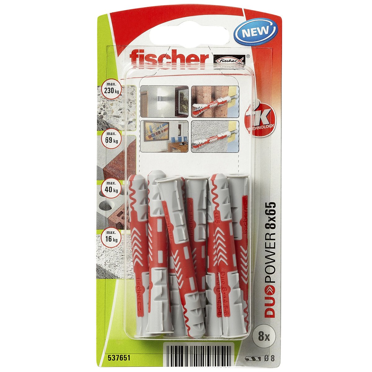 fischer Duopower Dübel 8x65mm 8 Stück