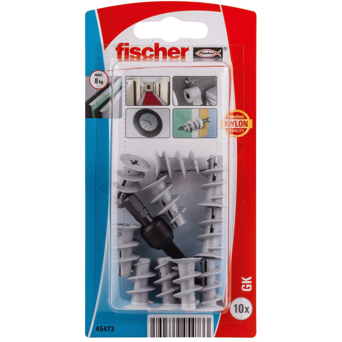 fischer Gipskartondübel GK mit Bit 10 Stück
