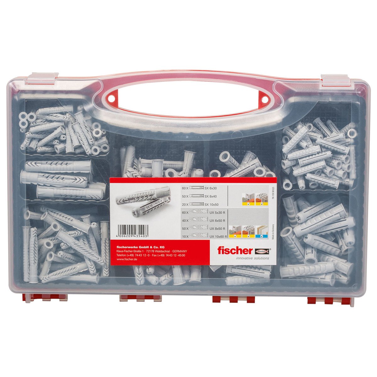 fischer Sortimentskasten SX/UX Dübel 290-teilig