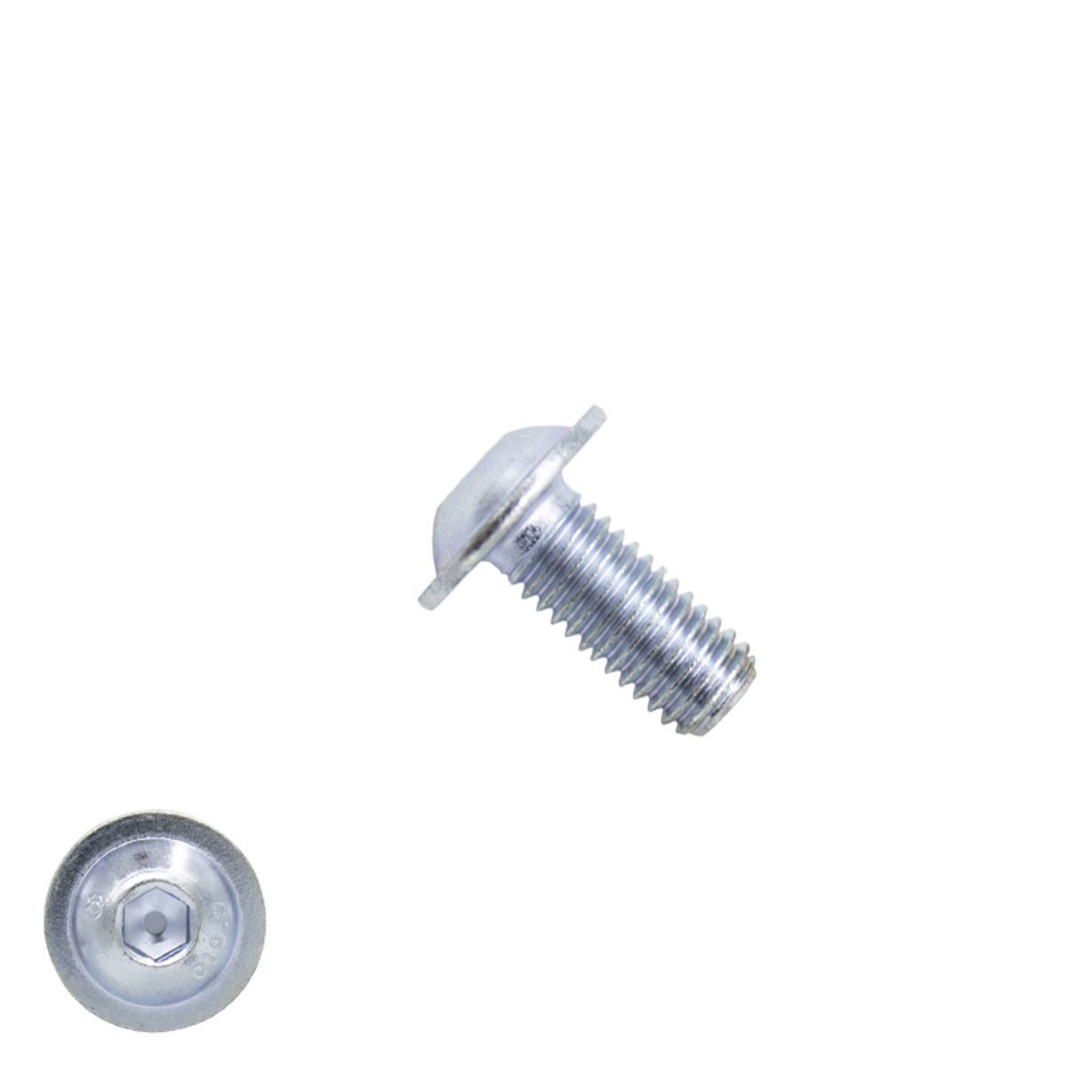 Linsenschrauben inbus mit Kragen M6 x 16mm verzinkt ISO7380-2 100 Stück