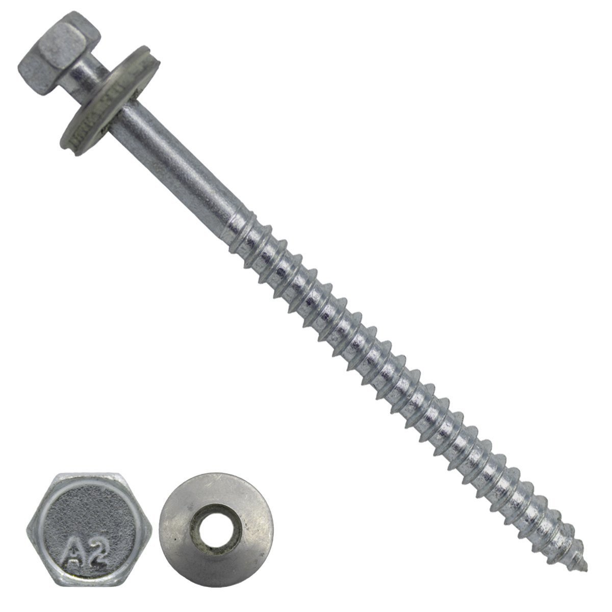 Montageschrauben Edelstahl A2 6,5x220mm mit Dichtungsring 16mm 100 stück