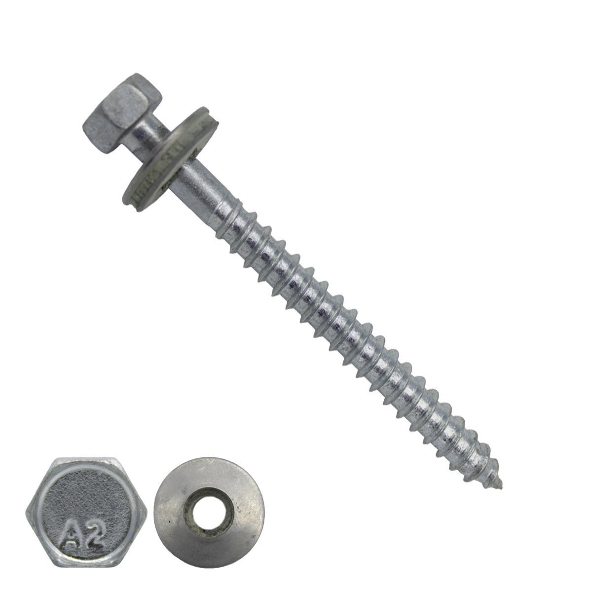 Montageschrauben Edelstahl A2 6,5x64mm mit Dichtungsring 16mm 100 stück