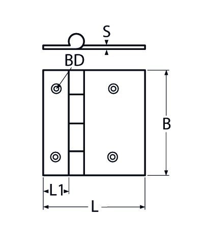 Scharnier gegossen 52x61mm Edelstahl A4 1 Stück