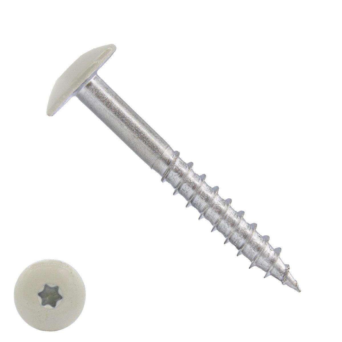 Schrauben für Trespa® / HPL-Platten 4,8x60mm RAL9001 crèmeWeiß Edelstahl A2 TORX 100 Stück