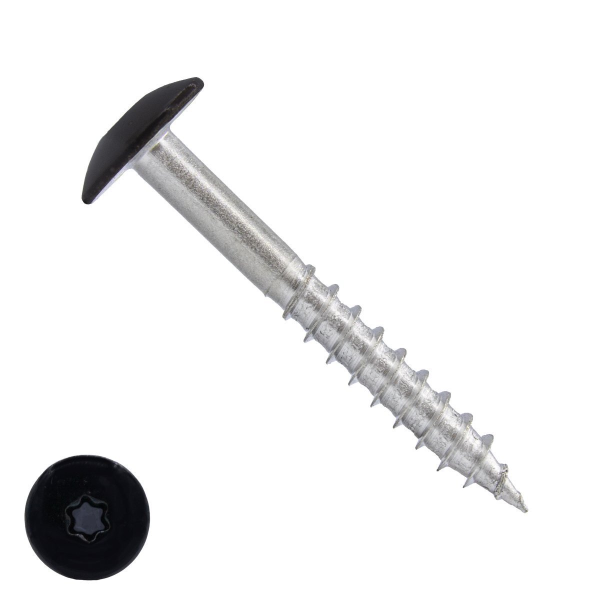 Schrauben für Trespa® / HPL-Platten 4,8x60mm RAL9005 Tiefschwarz Edelstahl A2 TORX 100 Stück