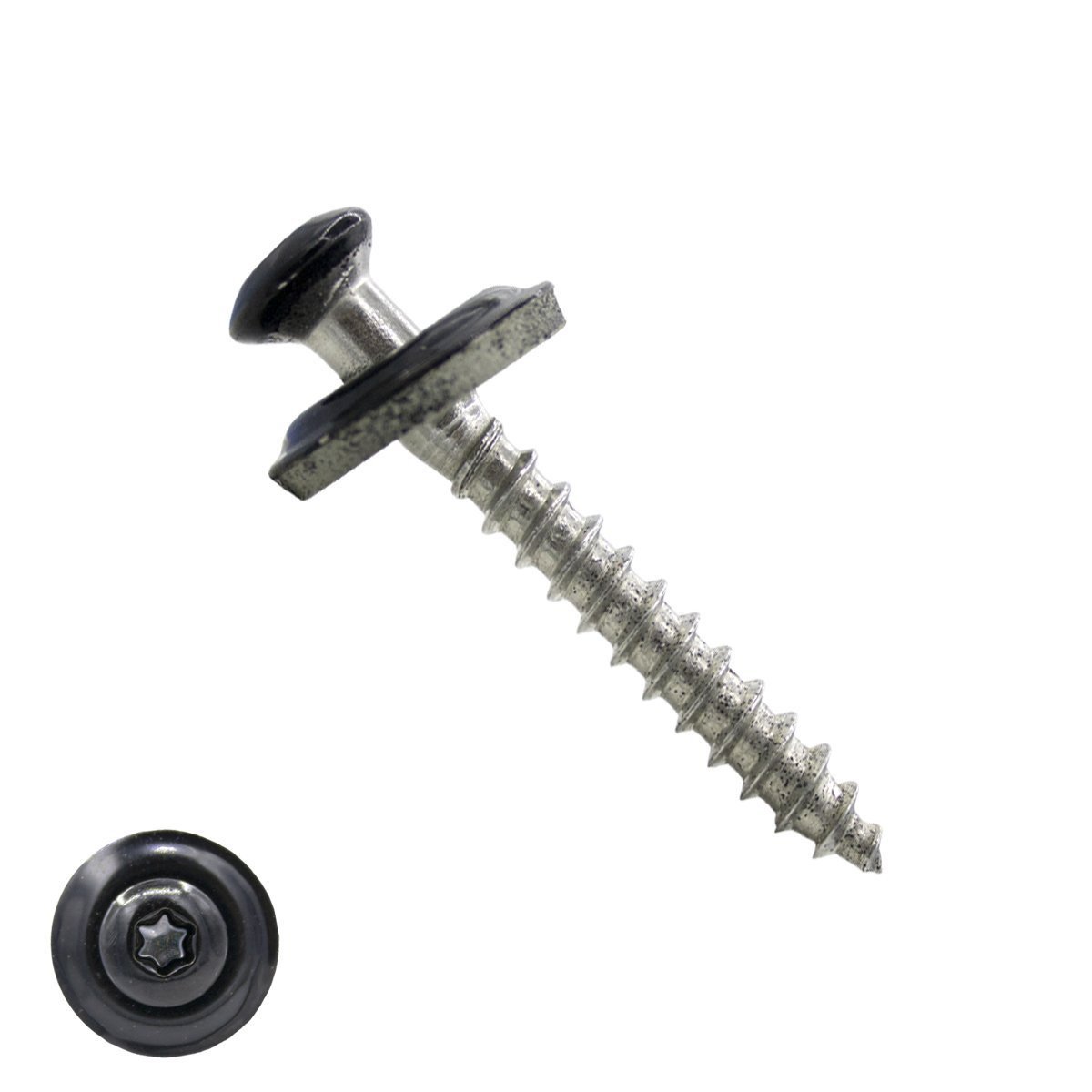 Spenglerschrauben 4,5x45mm Edelstahl A2 RAL9005 Tiefschwarz Liseko TORX-20 200 Stück