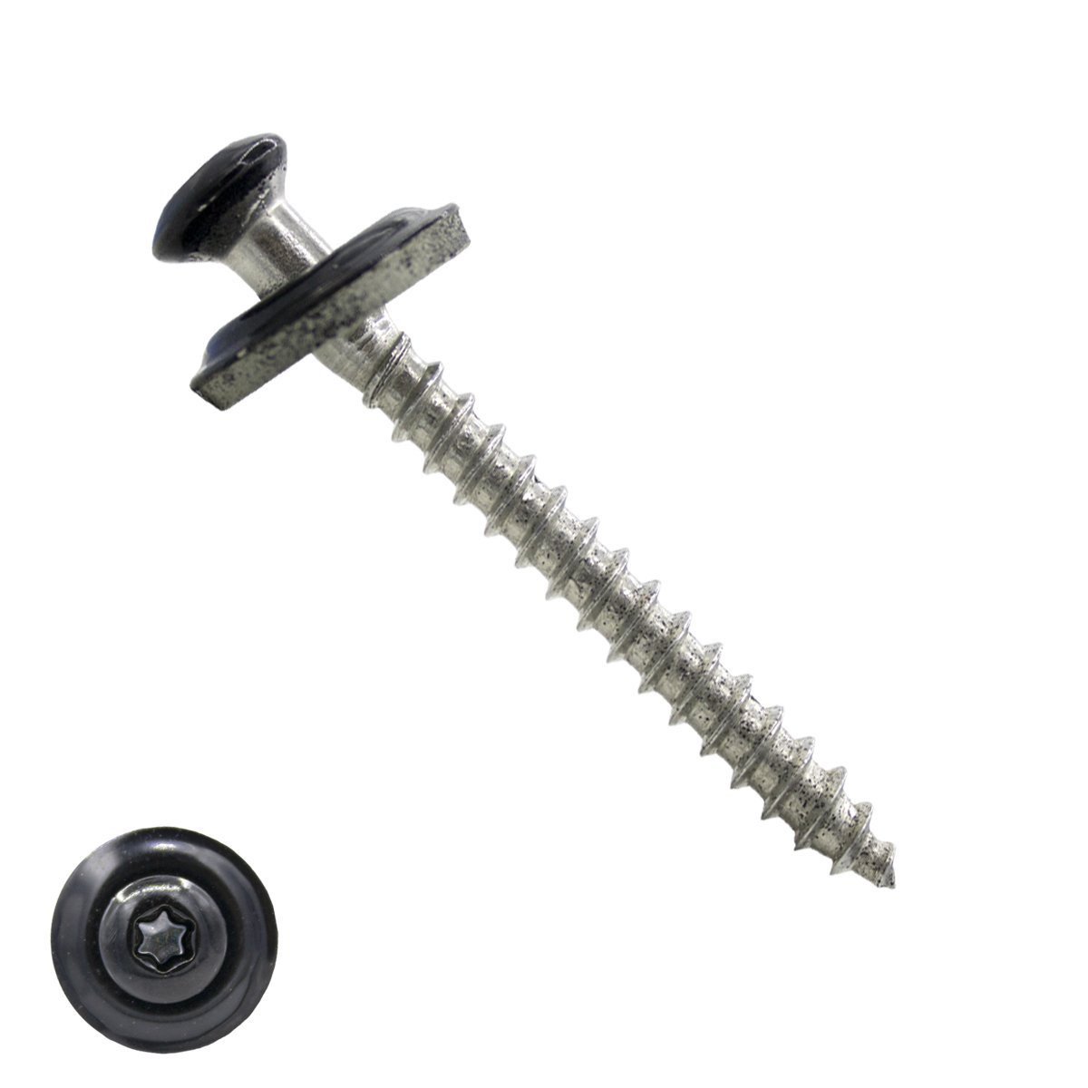 Spenglerschrauben 4,5x65mm Edelstahl A2 RAL9005 Tiefschwarz Liseko TORX-20 200 Stück