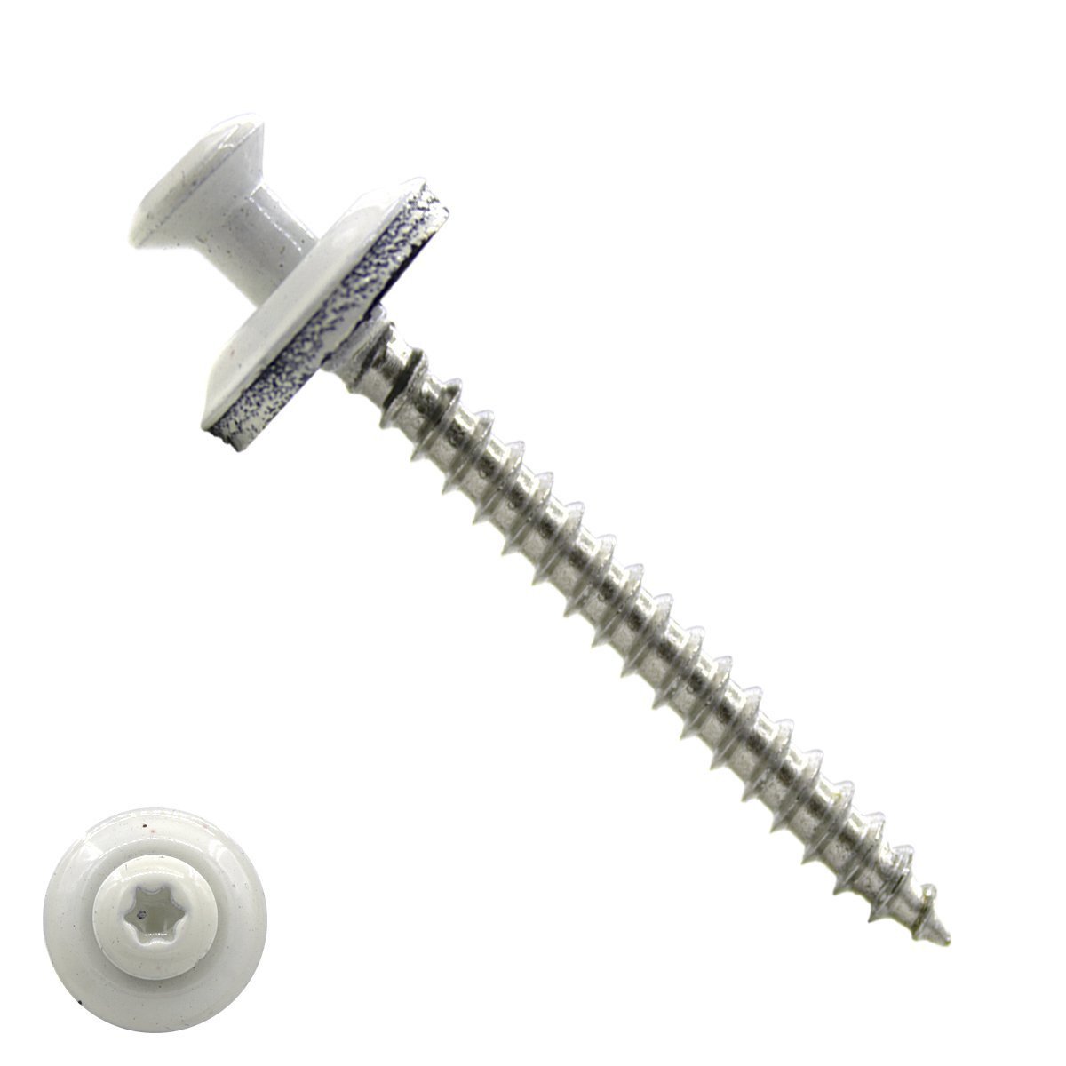 Spenglerschrauben 4,5x80mm Edelstahl A2 RAL9010 Reinweiß Liseko TORX-20 200 Stück