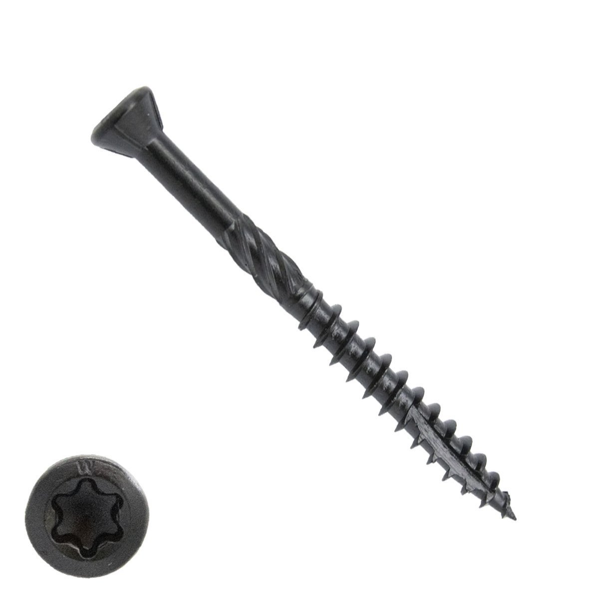 Woodies Holzbauschrauben Kopflackiert Blackline Edelstahl C1 / 410 Schwarz TORX-10 3,5x50 Fräskopf 200 Stück 