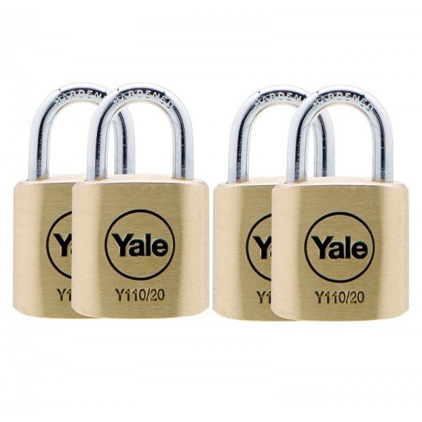 Yale Vorhängeschloß Messing 20mm set 4 Stück gleichschließend