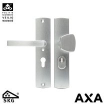 AXA Sicherheits Türbeschlag Curve Plus Knopf-Griff pc55 geschliffen Alu SKG***