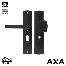 AXA Sicherheits Türbeschlag Curve Plus Knopf-Griff pc55 geschliffen Schwarz SKG***