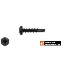 Bohrschrauben Schwarz verzinkt 3,5x25mm Linsenkopf philips DIN7504-N 200 Stück