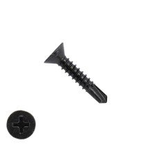 Bohrschrauben Schwarz verzinkt 3,9x16mm Senkkopf philips DIN7504-P 200 Stück
