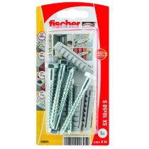 fischer Dübel SX 10x50 S mit Schlüsselschrauben 7x65mm 5 Stück