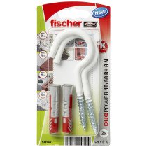 fischer Duopower Dübel 10x50 RH G N mit große Rundhaken Weiß 2 Stück