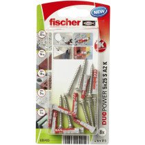 fischer Duopower Dübel 5x25 S A2 K mit A2 Schrauben 8 Stück