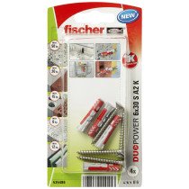 fischer Duopower Dübel 6x30 S A2 K mit Edelstahl A2 Schrauben 4 Stück