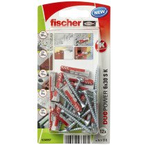 fischer Duopower Dübel 6x30 S K mit Schrauben 12 Stück