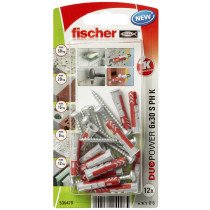 fischer Duopower Dübel 6x30 S PH K mit Linsenkopfschrauben 12 Stück