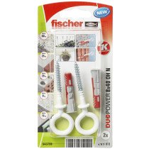 fischer Duopower Dübel 8x40 OH N mit Ösenhaken Weiß 2 Stück