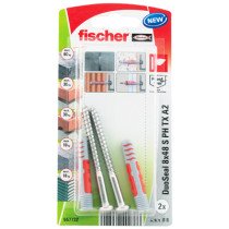 fischer DuoSeal Dübel 8x48 S PH mit Edelstahl A2 TX Linsenkopfschrauben 2 Stück