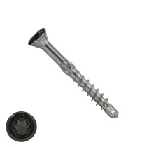 Holzbauschrauben CSK mit Bohrspitze 4,0x40/24mm Edelstahl C1 Schwarz RAL9005 Fräskopf TORX-15 200 Stück